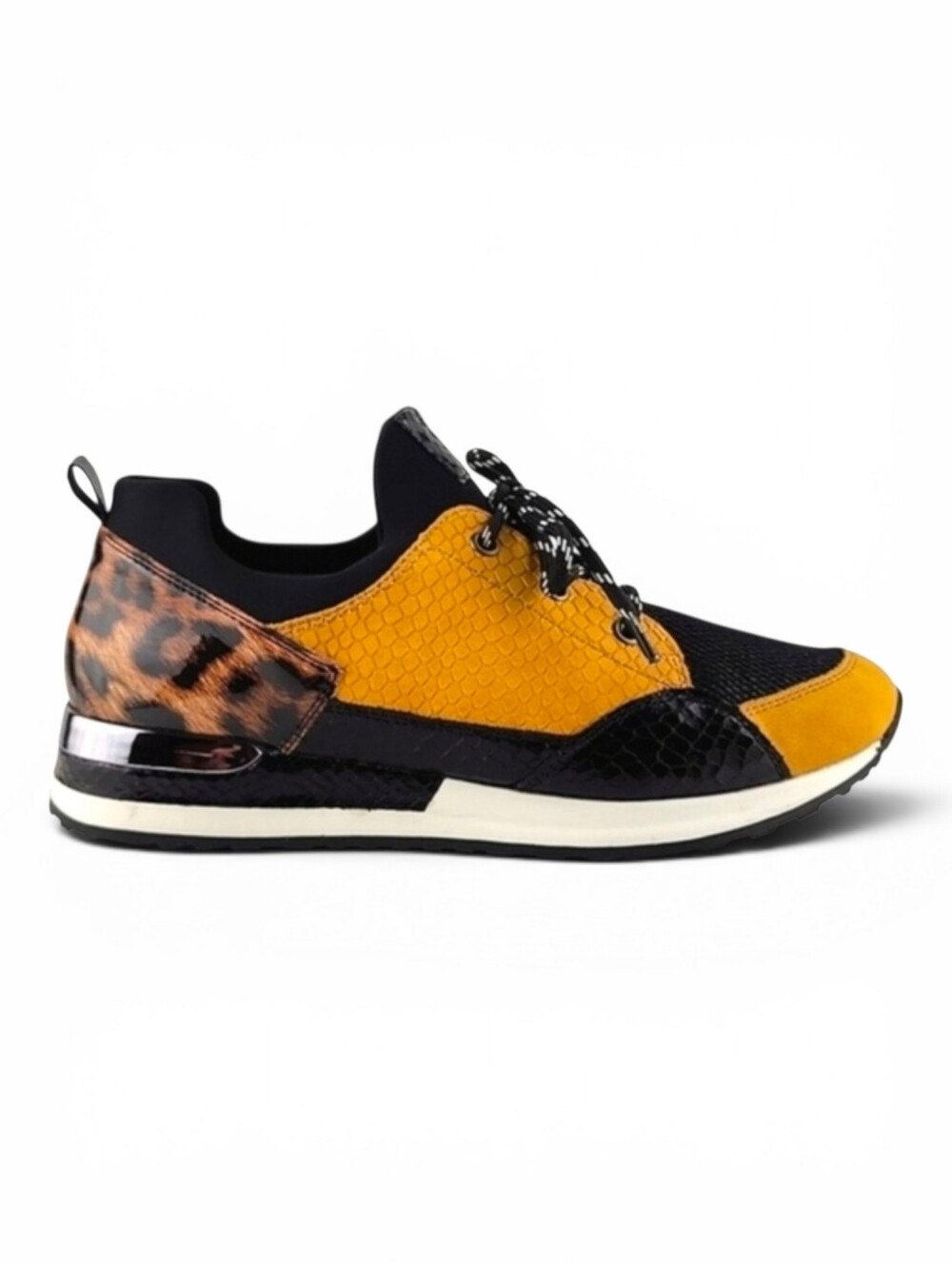 Remonte Women's Lace Up Casual Leopard Print Yellow Black Trainers Shoes 40